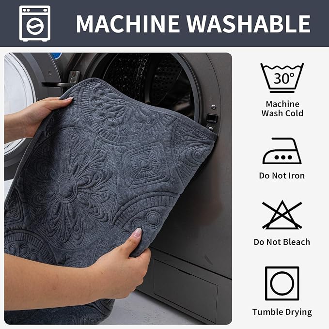 Couch Covers for Sofa, Flower Couch Cover for Dogs, Bohemia Sofa Covers Washable, Anti Slip Furniture Protector Covers for L Shaped(1pc, Dark Grey, 35.4"x 82.7") - Image 5