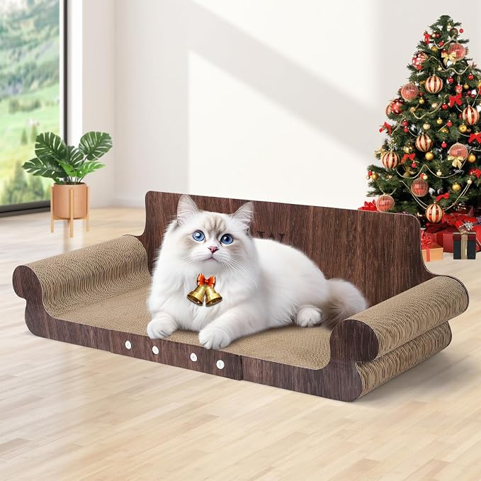 Extra Large Cat Scratcher Bed, 32 Inch Cat Scratching Board Cat Couch, Durable Cardboard Cat Scratcher Lounger, Modern Stylish Cats Bed for Indoor Cats, Furniture Protector by Unknown