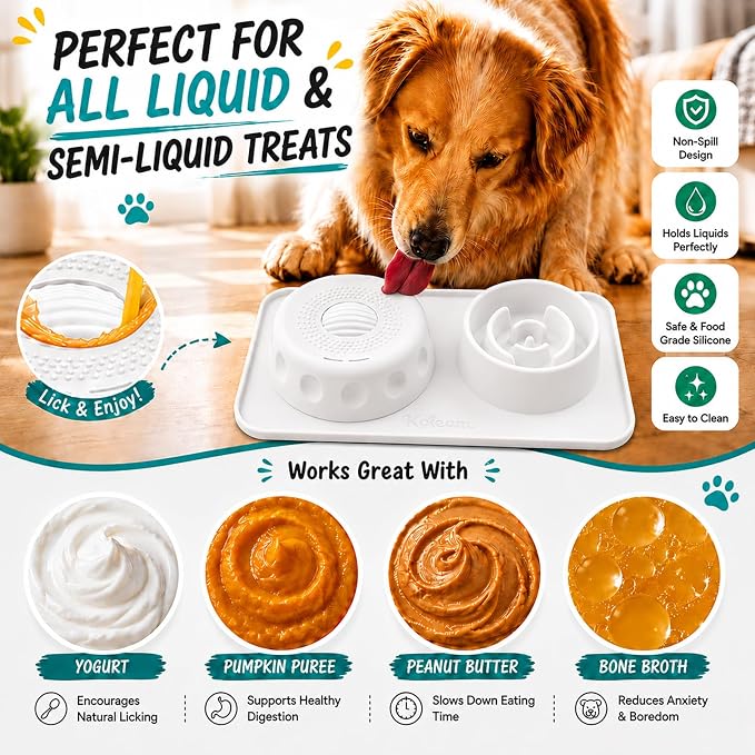 2 in 1 Silicone Slow Feeder Dog Bowl & Lick Bowl,Pet Feeding Bowl | Food Grade Silicone for Slow Eating, Anxiety Relief & Mental Stimulation, Non-Slip Dog and Cat Bowl - Image 6