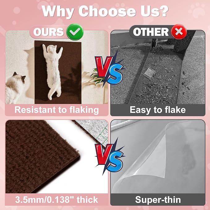 ENONCI 23.6x15.8 Cat Scratcher Mat, Self-Adhesive Cat Scratch Furniture Protector - Image 2