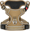 Timos Dog Harness Small Sized, Neck Quick Release with 3 Buckles, Khaki, S | Easy On & Off, No Pull No Choke, Adjustable Reflective Soft Padded, Front & Back 2 Clips and Handle for Walking Training by Timos