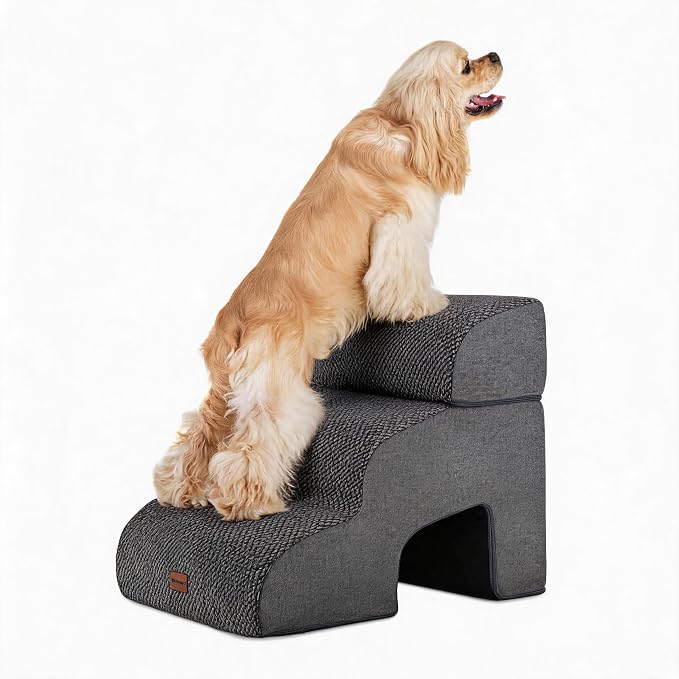 Garnpet Dog Stairs with Tunnel, 3-Step Dog Steps for Small Dogs and Cats, Non-Slip Indoor Pet Stair for Couch Sofa and Chair, Dark Grey by Garnpet