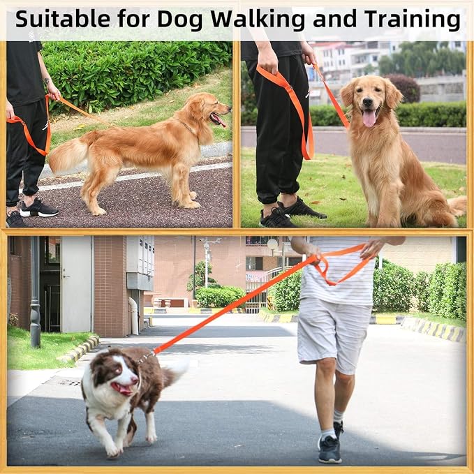 AMAGOOD 6 FT Puppy/Dog Leash, Strong and Durable Traditional Style Leash with Easy to Use Collar Hook, Great for Small, Medium and Large Dogs (3/4 in x 6 ft, Black and Orange 2-Pack) - Image 3