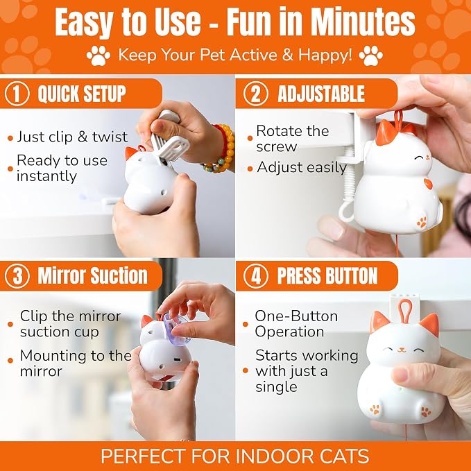 Indira Interactive Cat Toy – Automatic Moving Cat Toy with Birds & Ball, Cat Toys for Bored Indoor Adult Cats, Stimulating Cat Toys, Cat Interactive Toys for Indoor Cats Rechargeable - Image 3