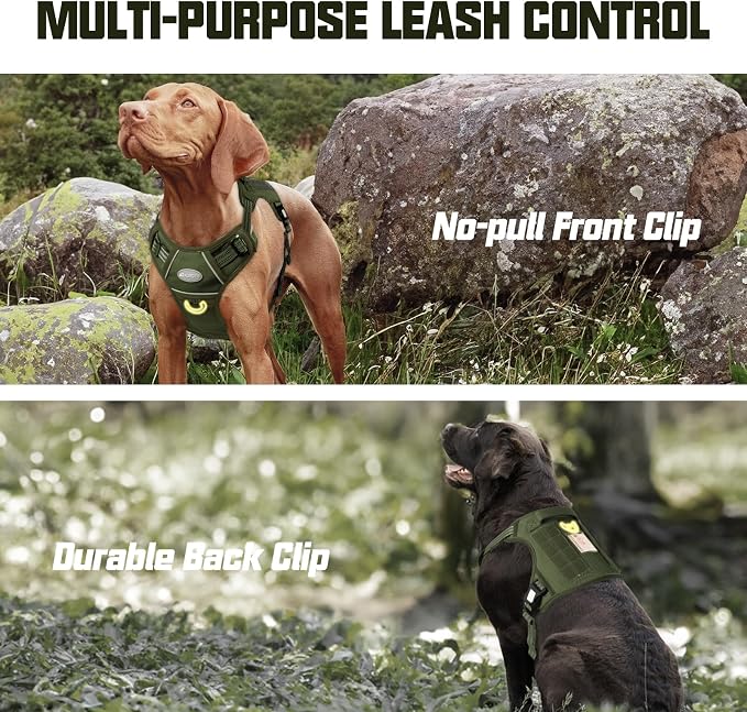 AUROTH Tactical Dog Harness for Large Dogs, Heavy Duty No Pull Pet Vest | Easy Control Handle, Adjustable, Reflective, Military K9, for Doberman Husky Walking Hunting Hiking, Deep Green, X-Large - Image 5