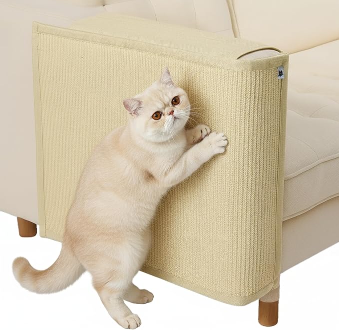 The Cat Ladies Cat Scratch Furniture Protector - 2-in-1 Side Anti Scratch Couch Protector - Adjustable Furniture Protectors from Cats Scratching - Sisal Couch Corner Guard Scratcher - Beige by TheCatLadies
