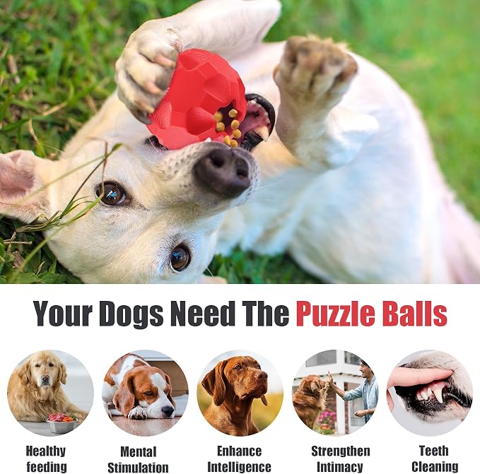 Rubber Treat Dispensing Dog Toys for Aggressive Chewers Large Breed | Dog Treat Ball for Dogs, Balls for Dogs, Interactive Dogs Toys for Boredom to Keep Them Busy, Treat Toy Ball - Image 5