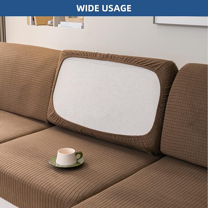 Eismodra Backrest Covers for 3 Cushion Couch Sofa Magic Stretch Sofa Slipcover for Dogs Pet L Shape 2 Seat Replacement Furniture Protector,Light Brown Width 20-28 inches(Only 1 Piece) - Image 6