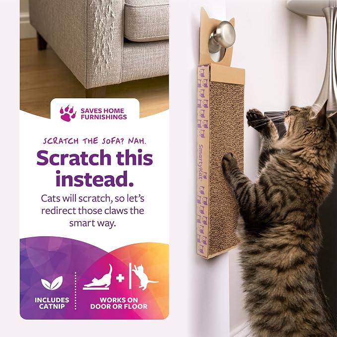 SmartyKat Scratch Up Corrugated Hanging Cat Scratcher, Catnip Infusion Technology - Brown, Single Wide - Image 2