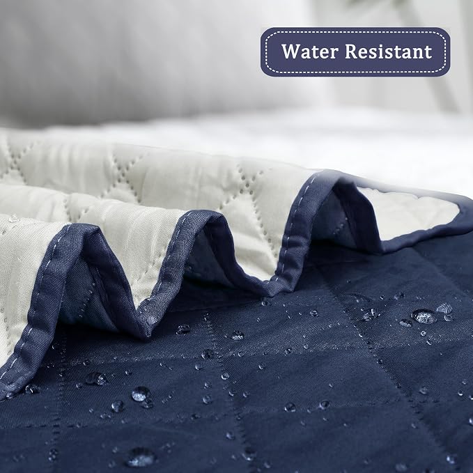 Easy-Going Reversible Couch Cover, Chair 30 in, Navy/Ivory | Machine Washable Slipcover For Dogs, Water Resistant Furniture Mat For Living Room, Non-Slip Sofa Cover, Pet Friendly - Image 4