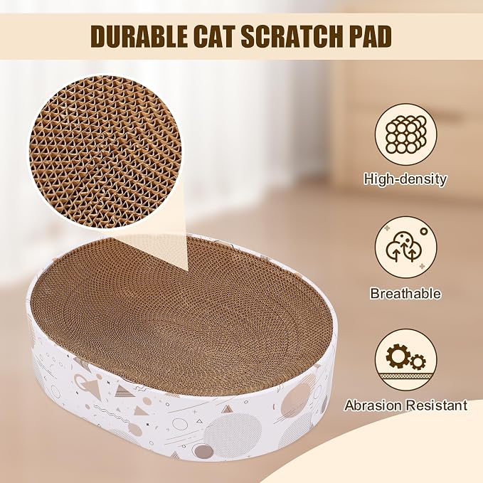 SMARTBEAN Oval Sturdy Cat Scratching Cardboard Pad Breathable Cat Scratch Pad, Cat Scratching Cardboard for Indoor Cats, Furniture Protecter - Image 5