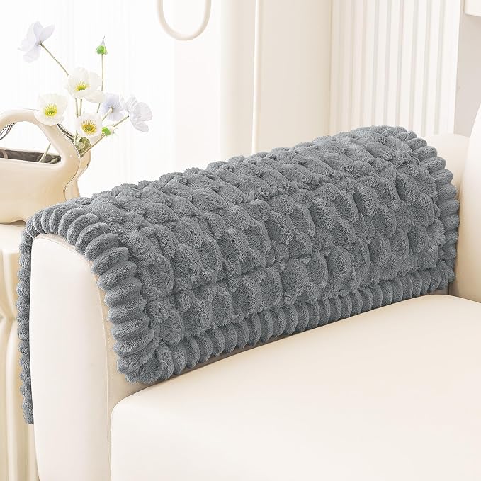Smiry Non Slip Couch Covers for Dogs, Scratch Resistant Pet Sofa Protector | Machine Washable Soft Fuzzy Thick Furniture Cover for Sofa Loveseat Sectional Large Dogs, Grey, 20" x 24", 2 Pieces by Smiry