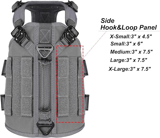 ICEFANG No Pull Tactical Dog Harness for X-Small Dogs,Adjustable Dog Vest | Control Handle,MOLLE Panel,Front Hook,3 Leash Clips,Soft Padded,for walking training,Grey,X-Small - Image 3