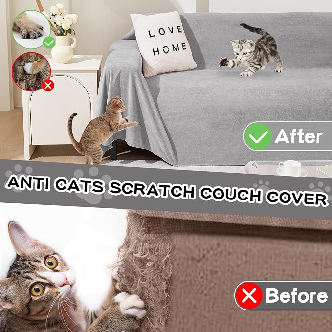 MEETSKY Couch Cover for 2 Cushion Sofa, Washable Cat Scratch Proof Sofa Covers Love Seat L Shape Soft Sectional Sofa Slipcover Furniture Protector for Dogs Pets Kids, 71" x 102", Light Grey - Image 2