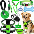 No Pull Dog Harness Adjustable Collar & Leash Set - Dog Halter Harnesses Collapsible Bowls & Poop Bag Dispenser Muzzle ID Tags Toys Fits Small Medium Large Dogs (Green-L) by Unknown