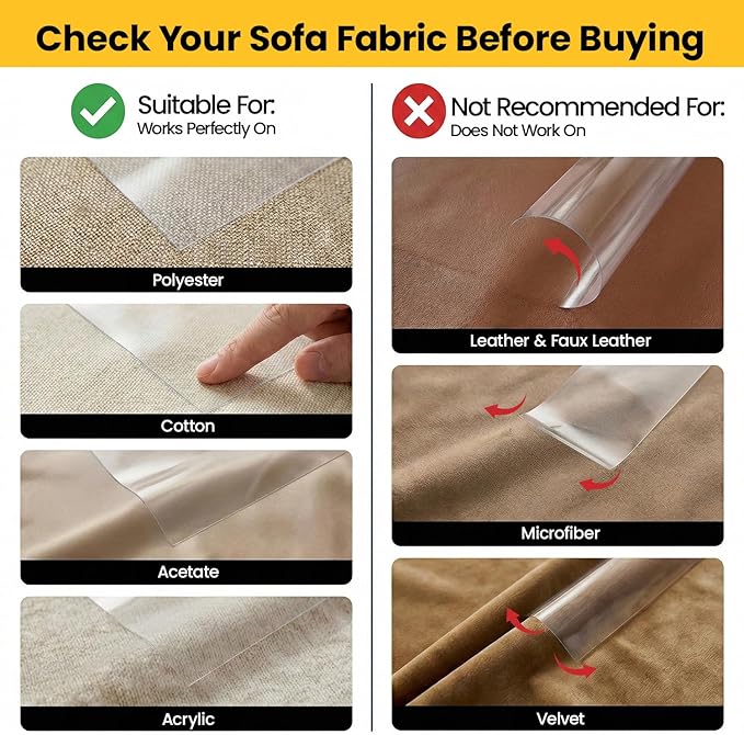 Conlun Cat Scratch Furniture Protector 16-Pack 14in Clear Adhesive Sheets | Flexible Adhesive | ecures fabric sofas | residue free | easy peel guide | flawless fit scraper | Cat Deterrent Pad - Image 2