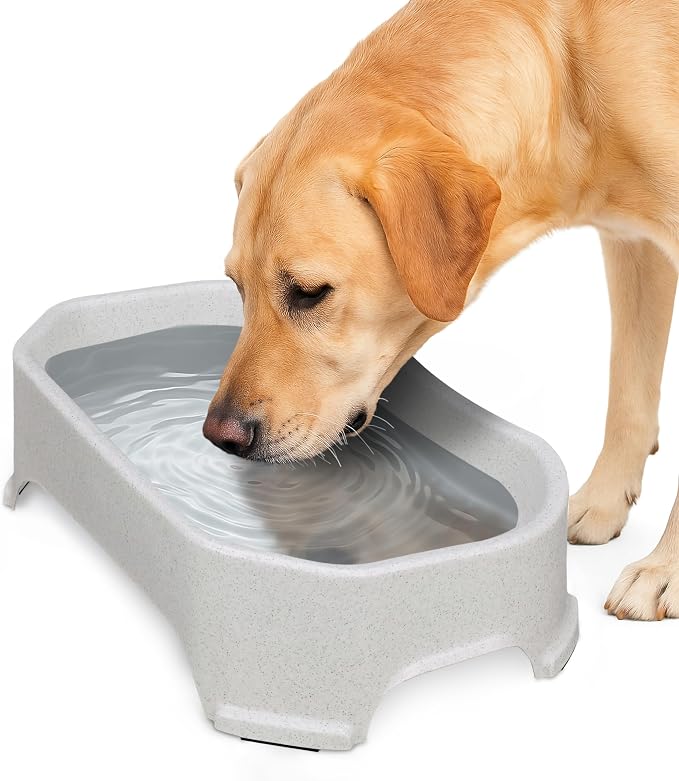 Neater Pet Brands Extra Large Water Bowl for Dogs, Outdoor Dog Water Bowl (1.25 Gallon XL Capacity), Big Trough Style Food Dish for Indoors or Outside, No Spill Large Dog Bowls, Vanilla Bean by NeaterPetBrands
