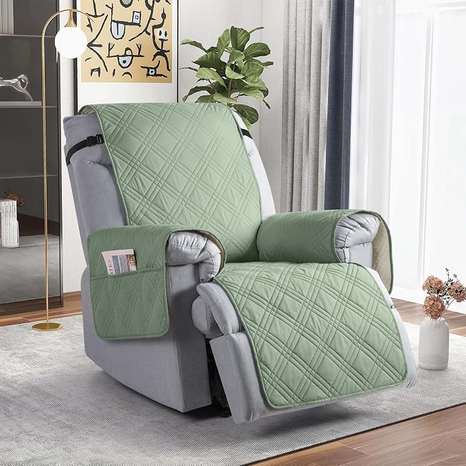 TAOCOCO 100% Waterproof Recliner Chair Covers, Non Slip Recliner Covers for Recliner Chair with Pocket, Washable Reclining Chair Cover Furniture Protector for Kids,Dogs(25'', Sage Green) - Image 7