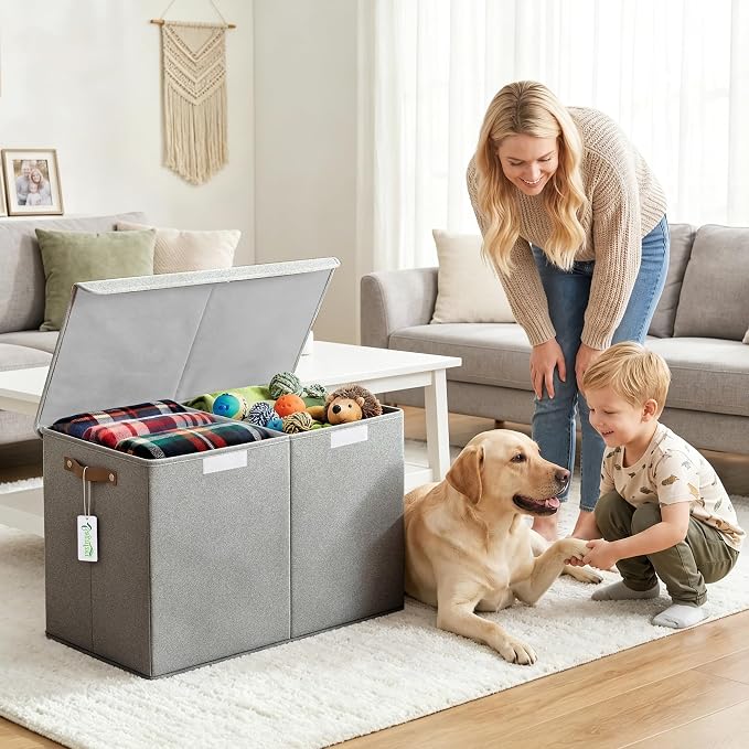 Bagnizer Large Toy Storage Box with Lids, Collapsible Sturdy Baby Storage Organizer Chest Bin Basket for Kids, Boys, Girls, Playroom, Nursery, Bedroom, Closet 25"x13"x16" (Gray) - Image 4