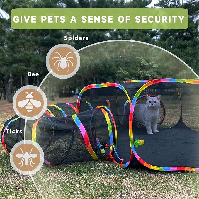Outdoor Cat Enclosures, Cat Playground Portable Catio Mesh Tent, Outside Circle Playpen Tunnel for Kitty, Rabbit, Puppy and Small Animals - Image 3