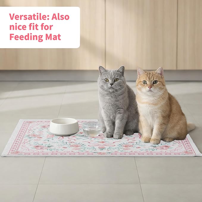 Cat Litter Mat 33" x 22" for Litter Box, Non-Slip Washable Floor Mat with Litter Trapping Design, Scatter Control for Cats and Kittens, Pink - Image 6