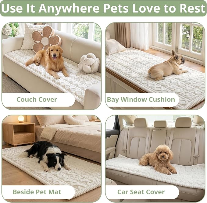OstepDecor Couch Cover for Dogs, Washable Non Slip Sofa Cover for Pets | Soft Couch Covers for Sofa, Loveseat and Sectional, Furniture Protector Against Pet Hair & Dirt (20" x 24", Cream) - Image 2