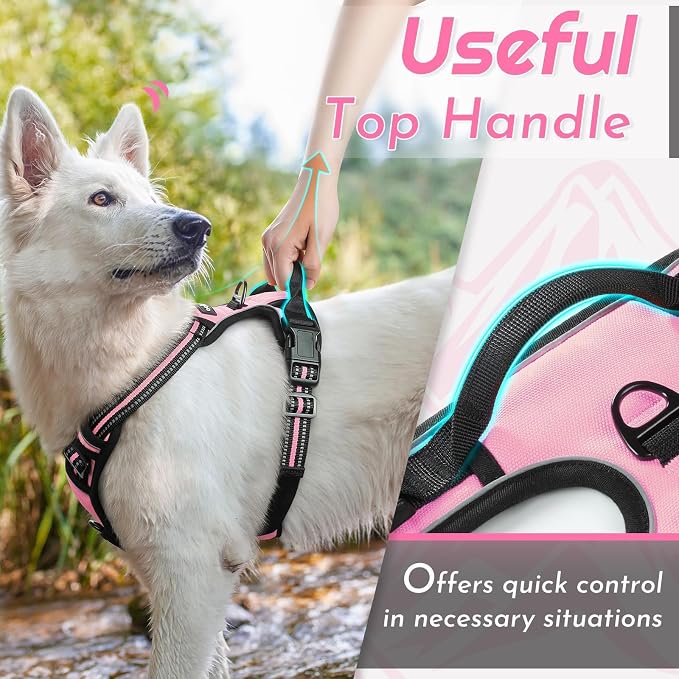 Eagloo Dog Harness for Small Dogs, No Pull Pet Vest with 2 Leash Clips | No Choke with Handle, Adjustable Comfort Fit, Reflective Strips, Easy Walking Control, Pink, Small - Image 5