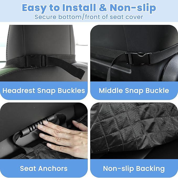 ELONGRIVER Dog Car Seat Covers, Waterproof Front Seat Cover | Scratch-Proof, Nonslip Pet Passenger Seat Cover Protector, Universal Fit for Cars Trucks SUVs, Large Size 1 Pack, Khaki - Image 4