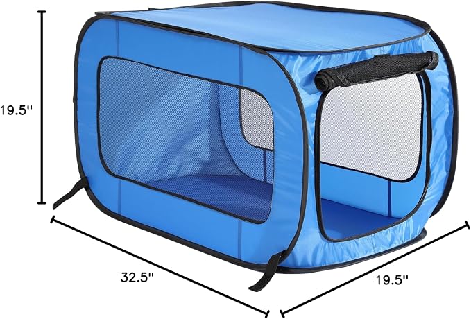 Beatrice Home Fashions Portable, Collapsible, Pop Up Kennel Travel Cat and Dog Crate, 32.5" L x 19.5" W x 19.5" H, Blue (Pack of 12) - Image 10
