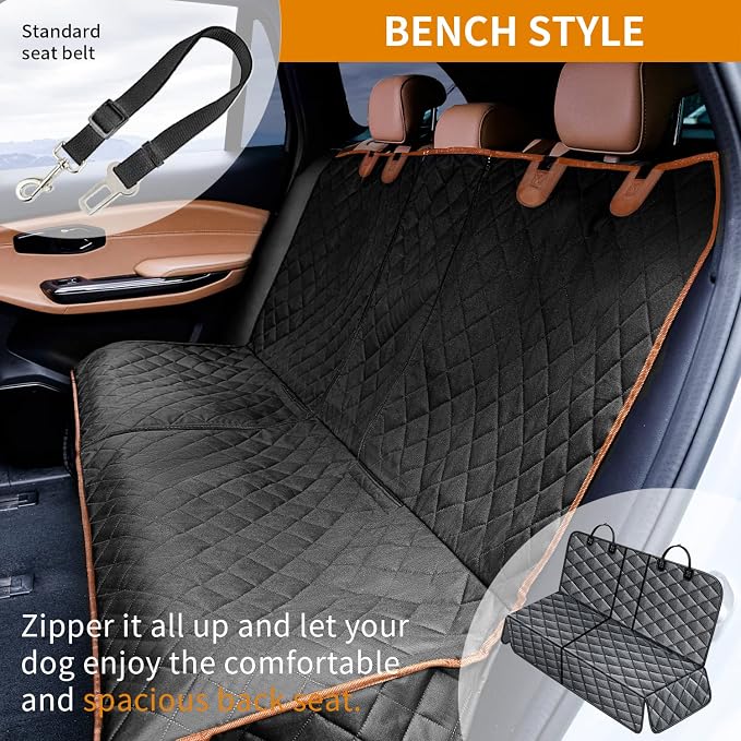 IVY&LANE Dog Car Seat Cover for Back Seat,Conversible 2-in-1 Waterproof Front Seat Cover,Heavy-Duty & Scratchproof Car Seat Protector Cover for SUVs,Trucks and Sedans,Large - Image 3