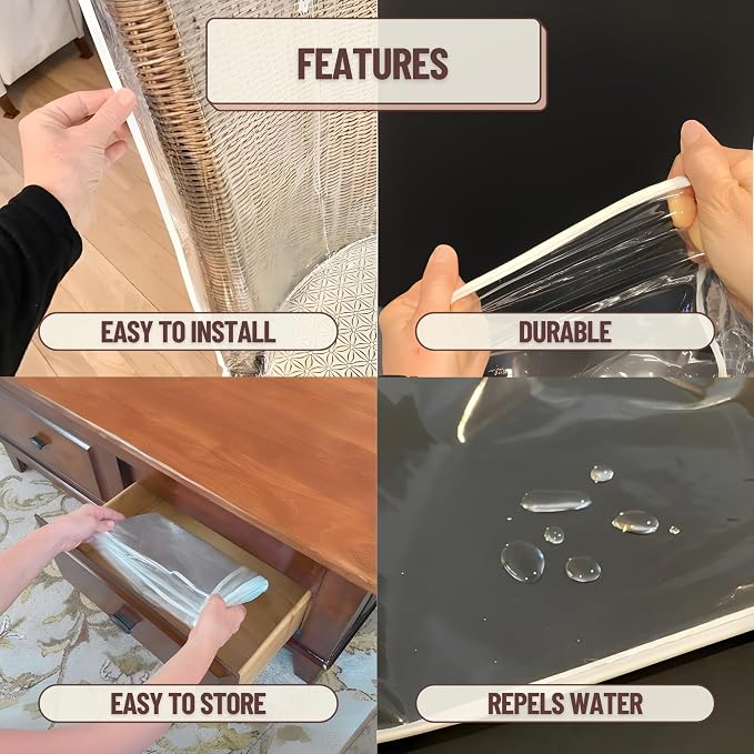Evelots 4-Pack Clear PVC Dining Chair Covers, Spill-Resistant Protectors | Heavy-duty clear vinyl helps protect kitchen chairs from dust, spills, pet hair and claws; wipes clean with a damp cloth. - Image 5