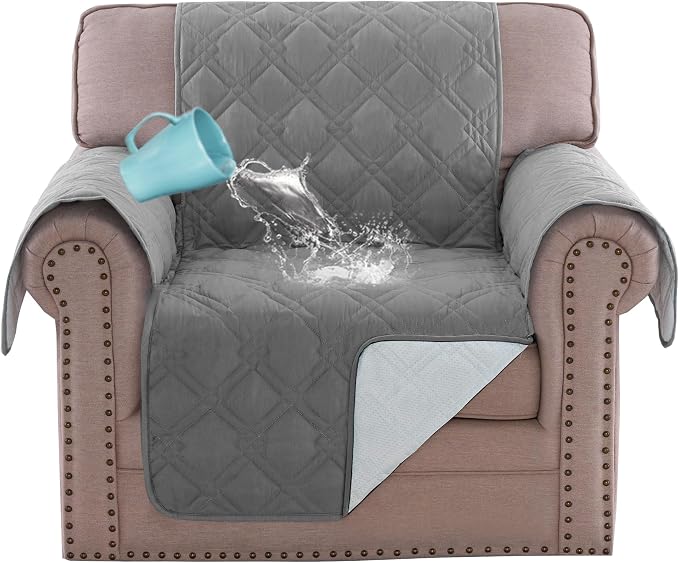 H.VERSAILTEX Chair Sofa Slipcover 100% Waterproof Couch Cover Furniture Protector Cover with Elastic Straps for Pets Kids Children Dog Cat(Chair, Dove Grey) by HVERSAILTEX