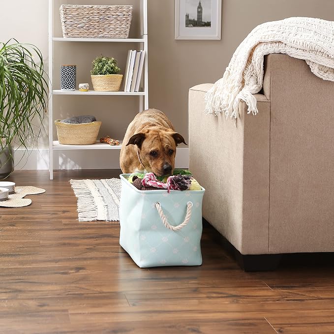 Bone Dry Pet Storage Paw and Bone, Trellis Collection, Medium Rectangle, 16x10x12, Aqua - Image 5
