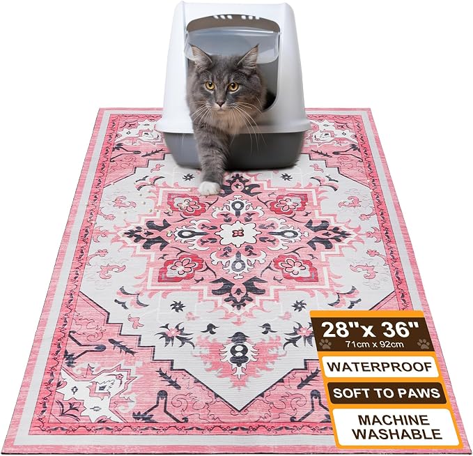 BEAUTYZOO Cat Litter Mat, 28" x 36" Large Litter Trapping Mat, Waterproof | Scatter Control, Absorbent Urine‑Proof, Soft On Paws, Non‑Slip, Machine Washable, For Indoor Cats & Kittens, Floor Use by BEAUTYZOO