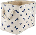 Bone Dry Pet Storage Collection Paw and Bone Print, Small Rectangle, 14x8x9", Nautical Blue by BoneDry