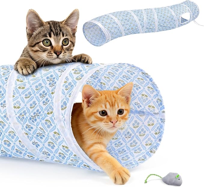 Glittme S-Shape Cat Tunnel, Foldable Cat Tunnels for Indoor Cats | Interactive Bunny Tunnel And Cat Tubes With Crinkle Sounds. Ideal For Kittens, Ferrets And Small Pets To Hide, Play Or Rest by Glittme
