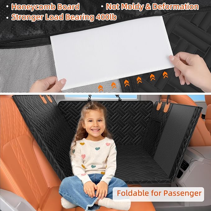 Back Seat Extender for Trucks,Hard Bottom Car Seat Cover for Dogs | Waterproof Hard Bottom Dog Car Seat Cover for Ford/GMC/Chevrolet/Toyota/RAM Crew Cab Trucks&Full-Size SUVs (XL-Black) - Image 5
