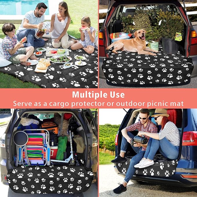 F-color SUV Cargo Liner for Dogs - Heavy Duty Trunk Cover for Midsize SUVs | Water Resistant Pet Cargo Cover with Bumper Flap, Non-Slip Trunk Mat, Dog Car Seat Cover Prevents Scratches Pet Hair Mud Dirt - Image 5