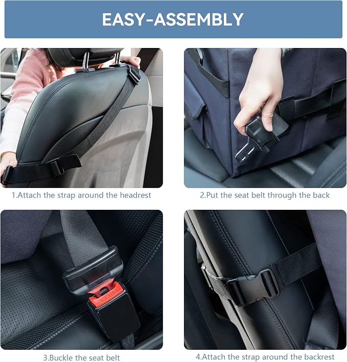 A 4 Pet Dog Car Seat for Small Dog, Booster Travel Pet Seat with Safety Seat Belts & Storage Bags, Portable Comfortable Pet Seat for Dogs Under 25 lbs - Image 8