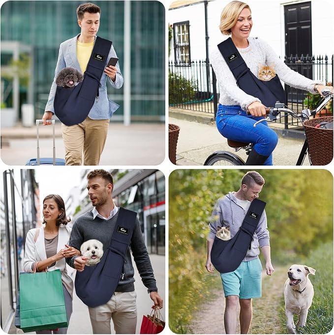 CUBY Dog and Cat Sling Carrier - Hands Free Reversible Pet Papoose Bag - Soft Pouch and Tote Design - Suitable for Puppy, Small Dogs Cats Outdoor - Image 10