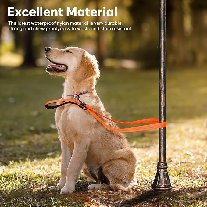 LED Dog Leash, 4 Ft Light Up Dog Leash USB Rechargeable Waterproof, Nylon Reflective Tether with Padded Handle, Safety Glow in The Dark Walking Lead for Large Medium Small Pets(Orange) - Image 8