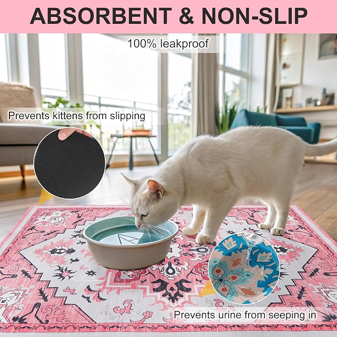 BEAUTYZOO Cat Litter Mat, 20" x 28" Litter Trapping Mat, Waterproof | Scatter Control, Absorbent Urine‑Proof, Soft On Paws, Non‑Slip, Machine Washable, For Indoor Cats & Kittens, Floor Use - Image 7