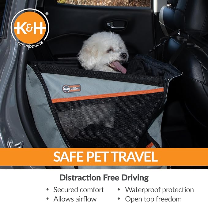 K&H Dog Car Seat, Buckle N' Go Dog Car Seats for Small Dogs, XS 16x14x14in | Secure backseat rides, small dog car seat with mesh windows, folds flat, carseat for dog, seat belt tether - Image 6