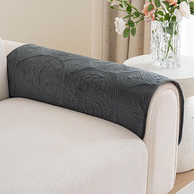 Couch Covers for Sofa, Flower Couch Cover for Dogs, Bohemia Sofa Covers Washable, Anti Slip Furniture Protector Covers for Armrest(1pc, Dark Grey, 27.6"x 27.6") by MDSASFD