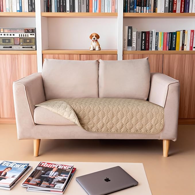 gogobunny 100% Double-Sided Waterproof Dog Bed Cover Pet Blanket Sofa Couch Furniture Protector for Puppy Large Dog Cat, Reversible (32x53 Inch (Pack of 1), Dark Beige/Light Beige) - Image 9
