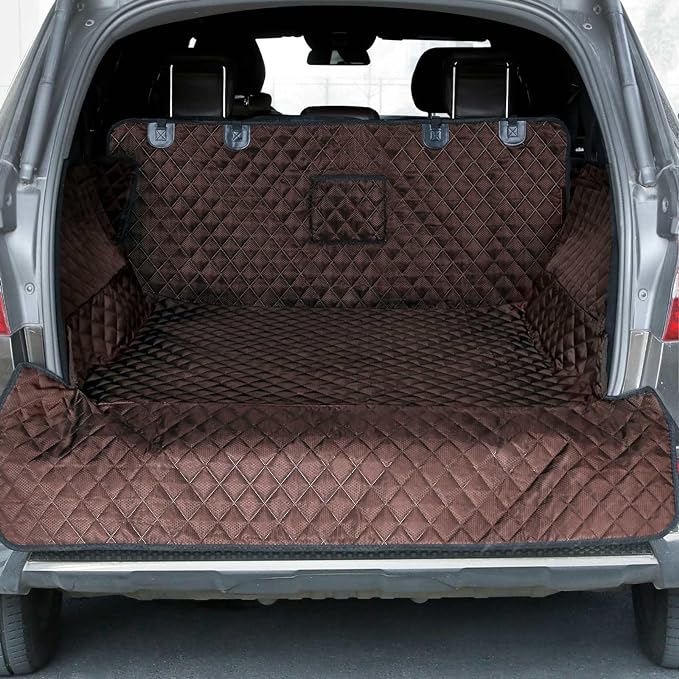 PETICON SUV Cargo Liner for Dogs, Trunk Cover with Bumper Flap Protector | Waterproof Pet Cargo Cover with Side Flaps, Dog Car Seat Cover with Non-Slip Mat, Prevents Scratches, Pet Hair, Mud, and Dirt by PETICON