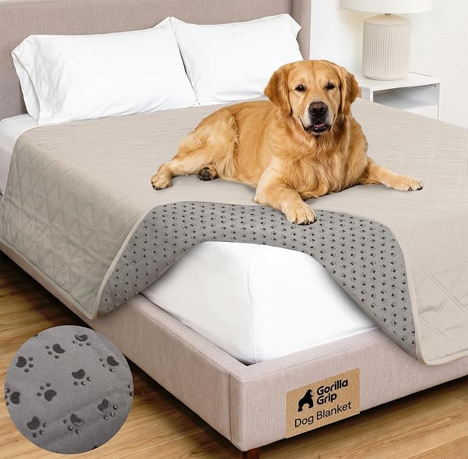 GORILLA GRIP® Waterproof Dog Blanket, Couch Cover for Dogs, 82x82 Taupe | Silicone Grip Backing, Washable, Leakproof, Protects Sofa, Sectional, Bed, Crate, Car and RV, Senior Pet Essential by Unknown