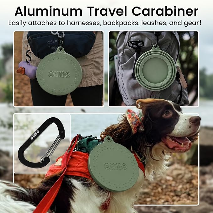OHMO Spill Proof Collapsible Dog Bowl, 34oz Portable Dog Water Bowl | Low Center Gravity Stability, Tapered Splash Control, Foldable, Dishwasher Safe, Dog Travel Essential, Sage Green - Image 5