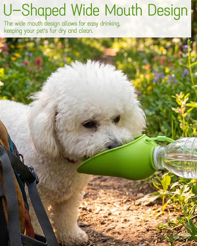 Portable Pet Water Feeder Dispenser 2 Pack- Silicone Reusable Dog Water Bottle Attachment for Outdoor Walking, Hiking, Camping, and Travel - Image 2
