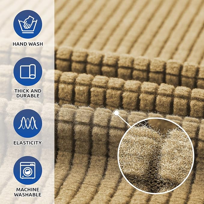 KEKUOU Stretch Chair Sofa Slipcover, Single Couch Cover,Tan | 1-Piece Washable Sofa Cover,Pet Friendly (31"-55") Furniture Protector Soft Jacquard Elastic Bottom for Dogs & Kids - Image 3